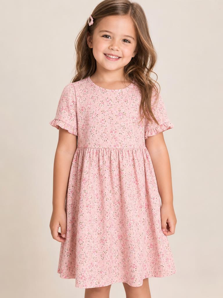 Vestido infantil em modelinho com foto profissional gerada pela IA